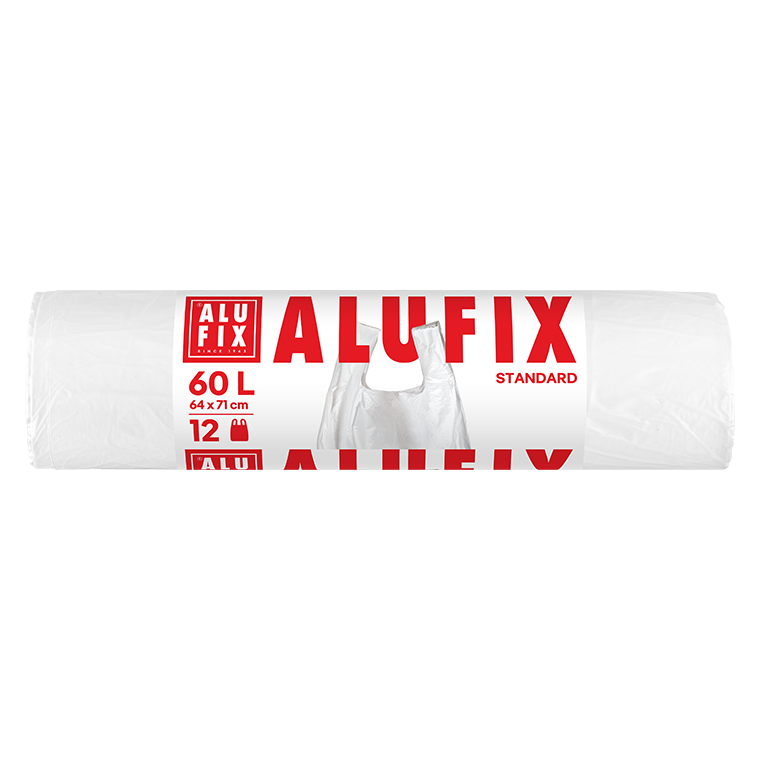 ALUFIX Garbage bags with handles 60L/12buc, HDPE 64x71cm